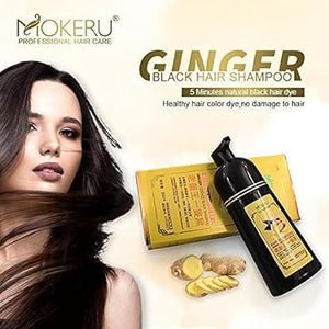 MOKERU GINGER BLACK Professional Oil Hair Dye Color Shampoo : Instant Fast Acting Long Lasting Hair Color Shampoo - dailyitems.store