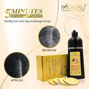 MOKERU GINGER BLACK Professional Oil Hair Dye Color Shampoo : Instant Fast Acting Long Lasting Hair Color Shampoo - dailyitems.store